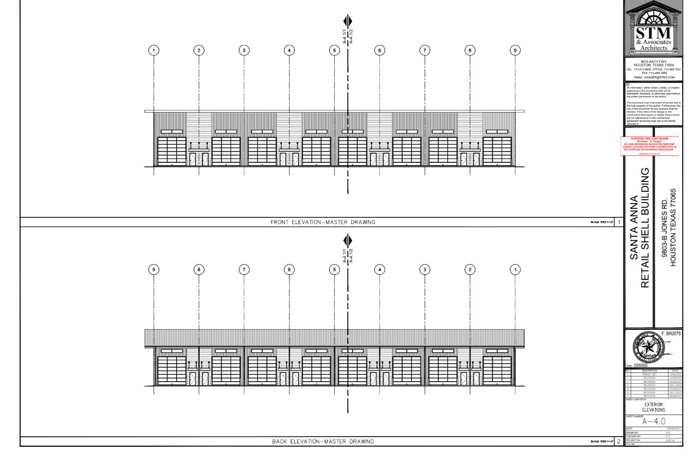 Front and back elevation architectural drawings